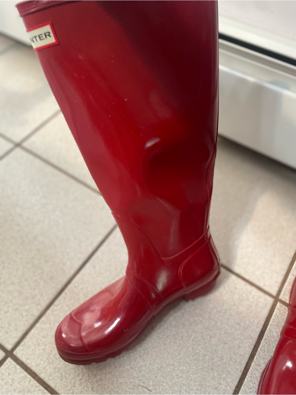 Hunter Red Tall Gloss Rain Boots - Picture 6 of 8